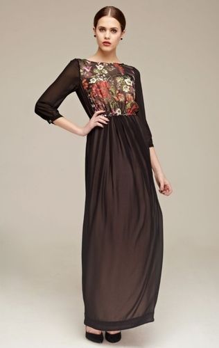 ПЛАТЬЕ ЖЕНСКОЕ BURVIN 4287, Черный-цветы, 46