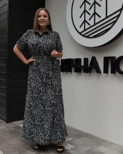ПЛАТЬЕ ЖЕНСКОЕ PETRO SOROKA 3735, Черный С Белым Принтом, 50